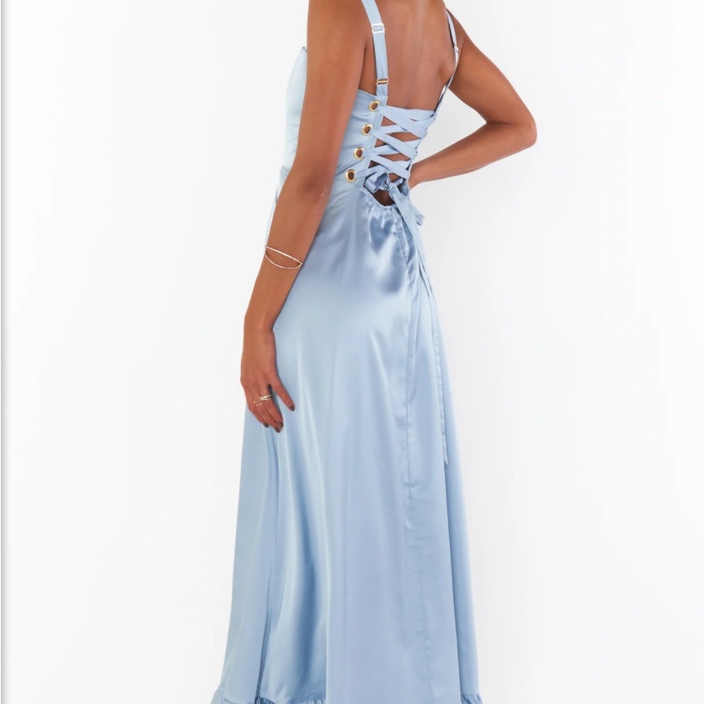 SHOW ME YOUR MUMU - Clarissa Corset Dress - Steel Blue Luxe Satin - Picture 3 of 5